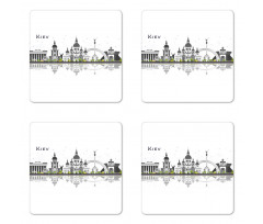 Kiev Skyline Reflection Art Coaster Set Of Four