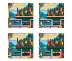 Mediterranean Romantic Scene Coaster Set Of Four