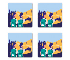 Adventurous Men in Hiking Coaster Set Of Four