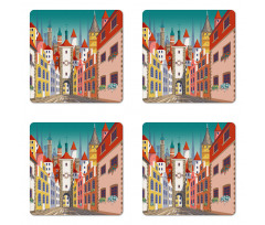 Historic European Houses Coaster Set Of Four