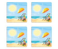 Sea Shore Beach Umbrella Coaster Set Of Four