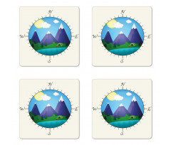 Adventurous Compass Design Coaster Set Of Four