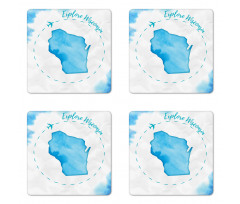 Explore Wisconsin Map Design Coaster Set Of Four