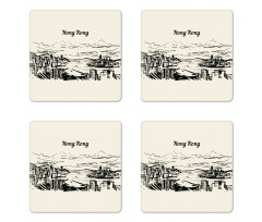 Hong Kong Skyline Wording Coaster Set Of Four