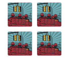 Graphical Manhattan City Coaster Set Of Four