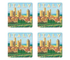 Summer Season Rural Landscape Coaster Set Of Four