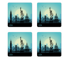 USA Skyscrapers City Skyline Coaster Set Of Four