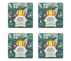 Surfing Text and Van Coaster Set Of Four