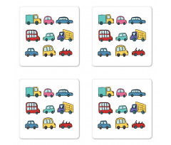 Cartoon Cars Coaster Set Of Four