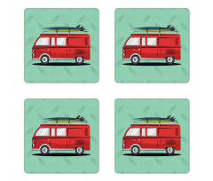 Van with Surf Boards Coaster Set Of Four