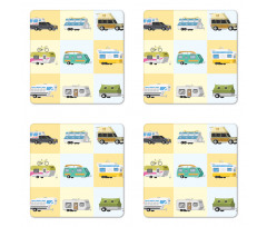 Various Camper Vans Coaster Set Of Four