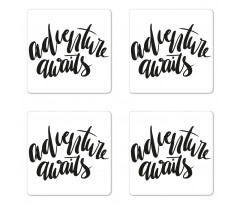 Monochrome Cursive Coaster Set Of Four