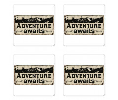 Rusty Art Mountain Coaster Set Of Four