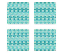 Geometric Vintage Floral Coaster Set Of Four