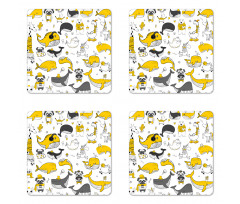 Childish Funny Animals Coaster Set Of Four