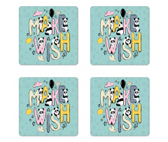 Whimsical Calligraphic Design Coaster Set Of Four