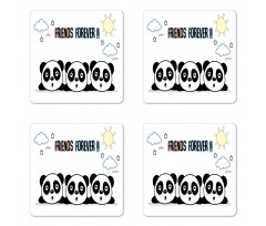 3 Pandas Design Coaster Set Of Four