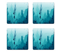 Freedivers and Coral Reef Coaster Set Of Four