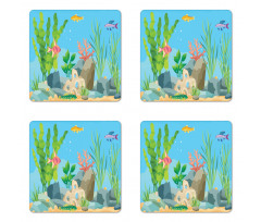 Exotic Fish and Seaweed Coaster Set Of Four