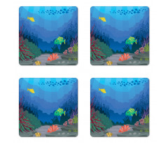 Oceanic Seaweed Seascape Coaster Set Of Four