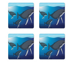 Swimming Whales Scenery Coaster Set Of Four