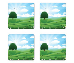 Single Tree View Coaster Set Of Four