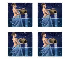 Aquarius Lady with Pail Coaster Set Of Four