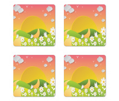 Meadows Flowers Coaster Set Of Four