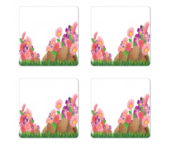 Flowers on Grass Coaster Set Of Four