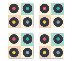 Pastel Record Discs Coaster Set Of Four