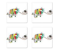 Chameleon on Branch Coaster Set Of Four