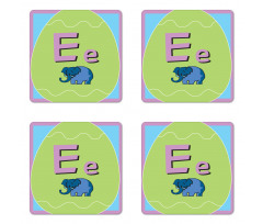 Animal and Letter E in Egg Coaster Set Of Four