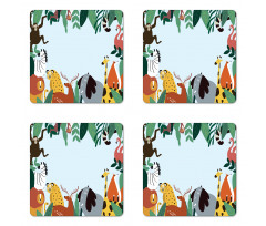 Wild Fauna and Exotic Leaves Coaster Set Of Four