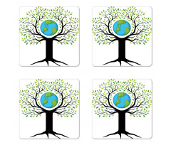 Green Friendly Earth Coaster Set Of Four