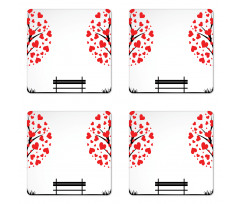 Heart Romance Love Art Coaster Set Of Four