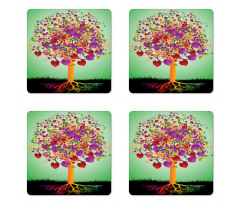 Magic Love Tree Heart Coaster Set Of Four