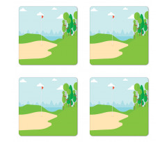 Field Trees Flag Coaster Set Of Four