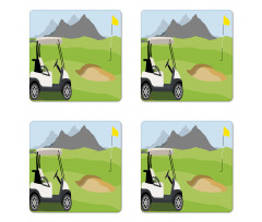 Cartoon Golf Club Coaster Set Of Four