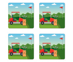 Club Car and Flag Coaster Set Of Four