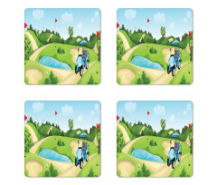 Hills Car Flags Coaster Set Of Four