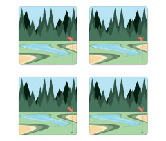 Sports Field Flag Coaster Set Of Four