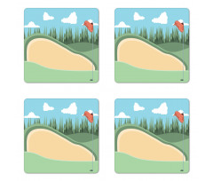 Sand Grassy Field Coaster Set Of Four