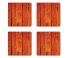 Wood Timber Floor Orange Coaster Set Of Four