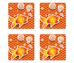 Cartoon Goldfish Bubble Coaster Set Of Four