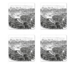 Vintage City Silhouette Coaster Set Of Four