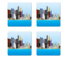 Urban Buildings and River Coaster Set Of Four