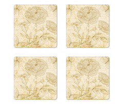 Roses and Butterflies Coaster Set Of Four