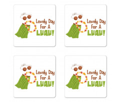 Day for a Luau Wording Ethnic Coaster Set Of Four