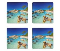 Beach and Clear Ocean Coaster Set Of Four