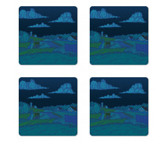 Night Countryside Art Coaster Set Of Four